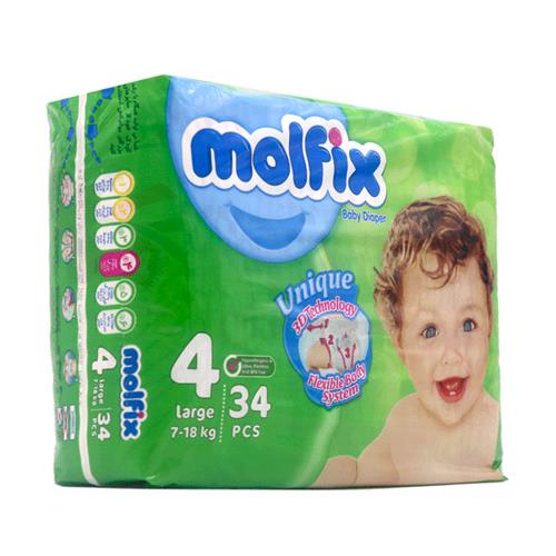 پوشک بچه مولفیکس سایز 4 تعداد 34 عددی 