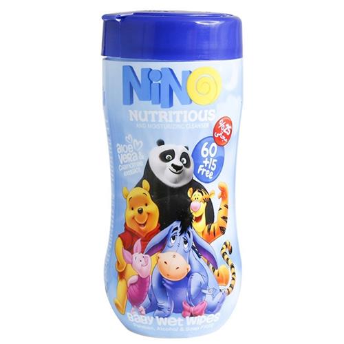 دستمال مرطوب پاک کننده کودک نینو بسته 75 عددی