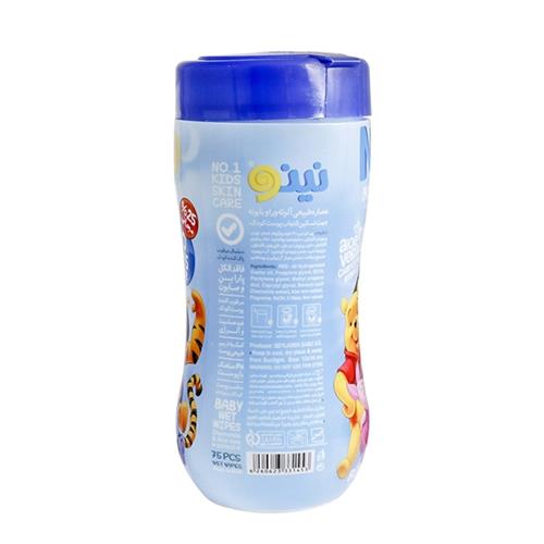 دستمال مرطوب پاک کننده کودک نینو بسته 75 عددی