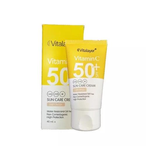کرم ضد آفتاب ویتامین C ویتالیر بژ روشن spf50 حجم 40 میلی لیتر