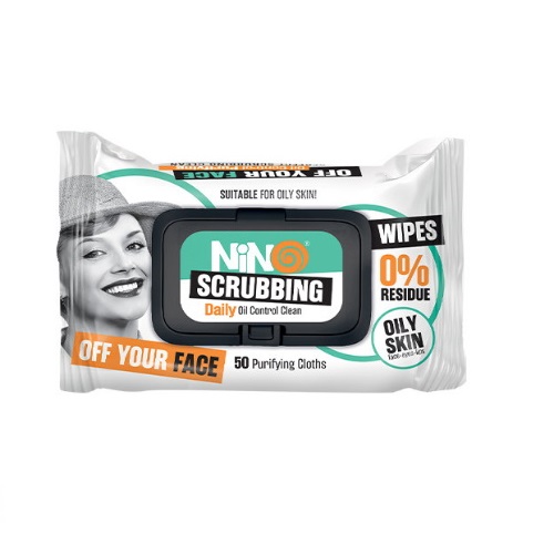  دستمال مرطوب پاک کننده آرایش نینو مدل scrubbing بسته50 عددی 