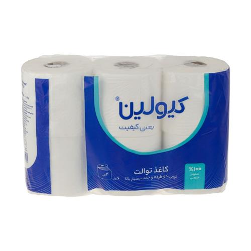دستمال توالت کیولین مدل چهار لایه بسته 6 عددی