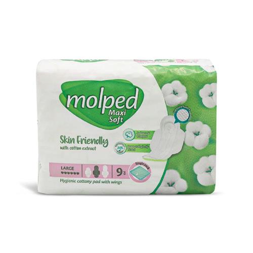 نوار بهداشتی مولپد مدل maxi soft بزرگ بسته 9 عددی 