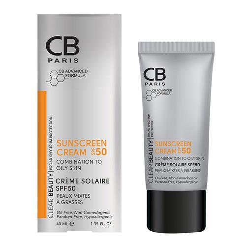 کرم ضدآفتاب پوست مختلط تا چرب بی رنگ سی بی SPF50 