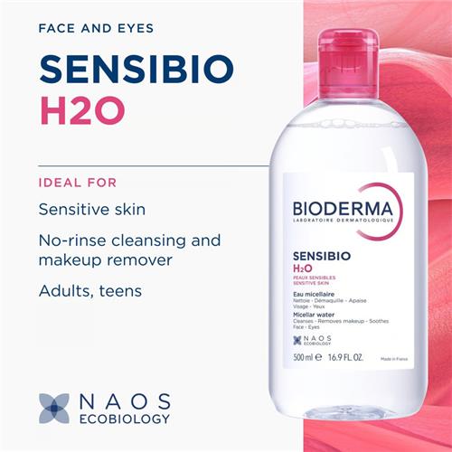میسلار واتر پوست حساس بایودرما مدل Sensibio حجم 500 میل