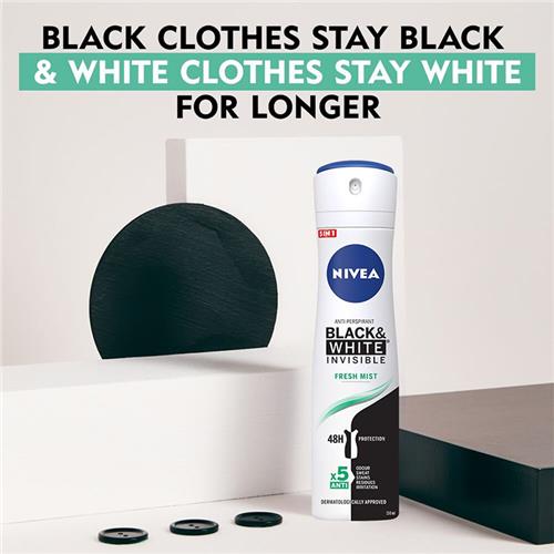 اسپری ضد تعریق زنانه نیوآ  Black & White Invisible Fresh Mist حجم 150 میل 