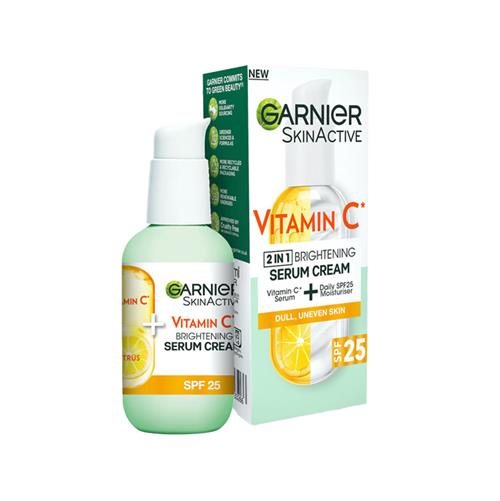  سرم کرم روشن کننده 2 در 1 ویتامین C دارای Spf25 گارنیر حجم 50 میل
