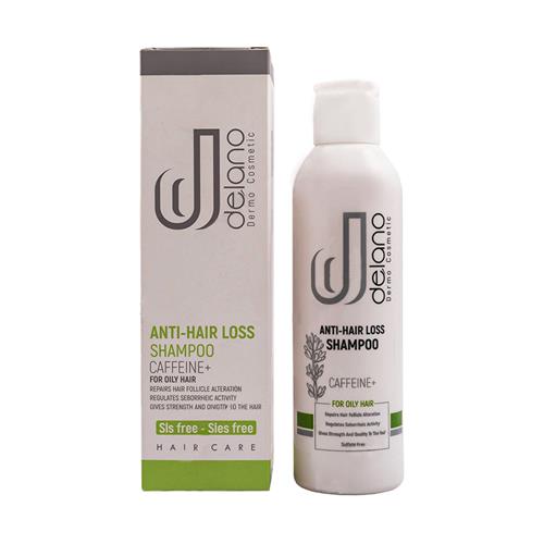 شامپو ضد ریزش موی چرب کافئین پلاس دلانو 200 میل