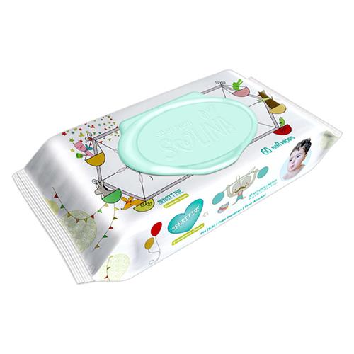 دستمال مرطوب کودک سون کوئین مدل سولینا Sensitive بسته 60 عددی