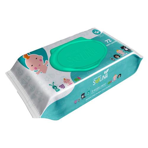 دستمال مرطوب کودک سون کوئین مدل سولینا آبی بسته 72 عددی 