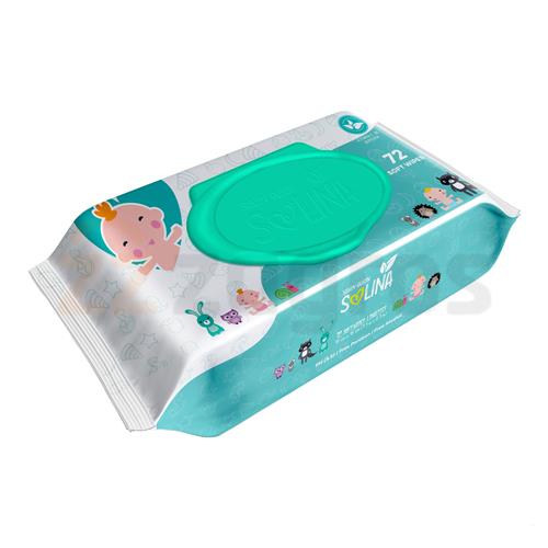 دستمال مرطوب کودک سون کوئین مدل سولینا سبز بسته 72 عددی 