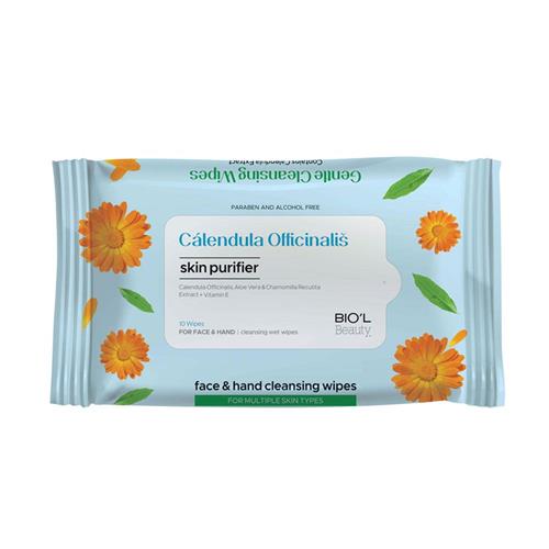 دستمال مرطوب ضدباکتری پاک‌کننده دست و صورت کالاندولا بیول 10 برگ 