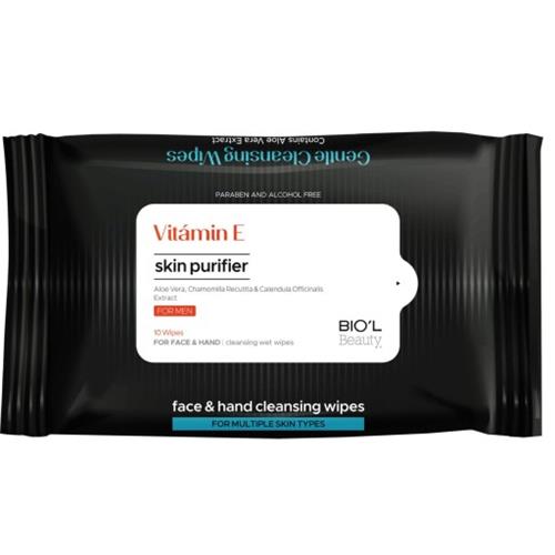 دستمال مرطوب آقایان حاوی ویتامین E و ترمیم‌کننده پوست بیول 10 برگ