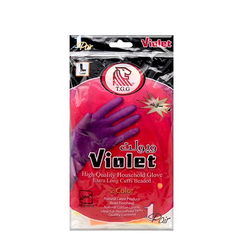 دستکش ساق بلند دو رنگ ویولت سایز بزرگ