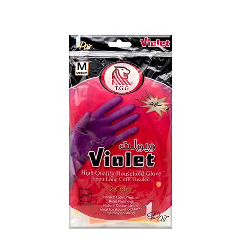 دستکش ساق بلند دو رنگ ویولت سایز متوسط