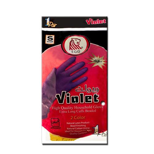 دستکش ساق بلند دو رنگ ویولت سایز کوچک