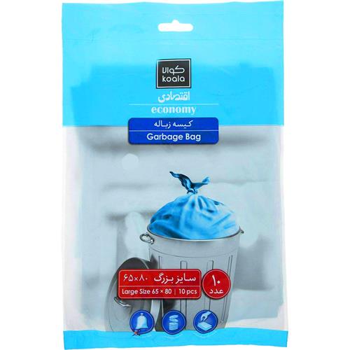 کیسه زباله کوالا مدل شیتی نایلونی سایز بزرگ 65*80بسته 10 عددی