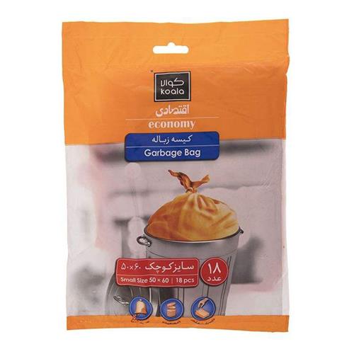 کیسه زباله کوالا مدل شیتی نایلونی سایز  کوچک 60*50بسته 18 عددی
