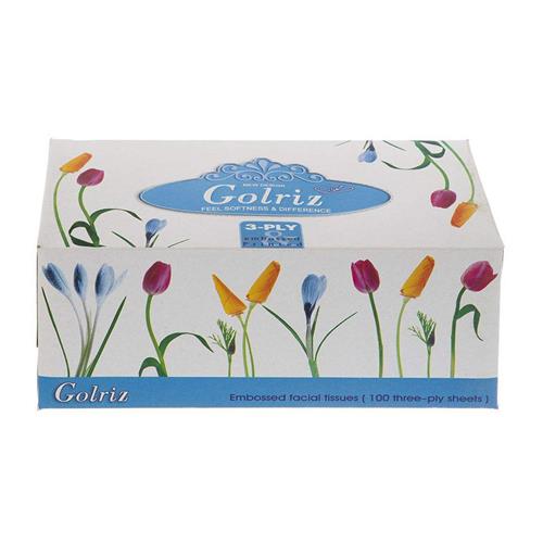 دستمال کاغذی گلریز گلدار طرح لاله 100 برگ 3 لایه