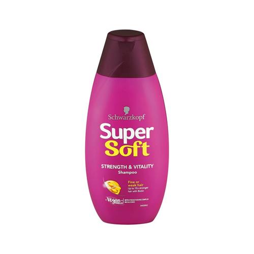 شامپو تقویت کننده و درخشان کننده شوارتزکف مدل Supersoft Strength and Vitality حجم 400 میل