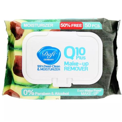 دستمال مرطوب پاک کننده آرایش دافی مدل Q10  بسته 50 عددی