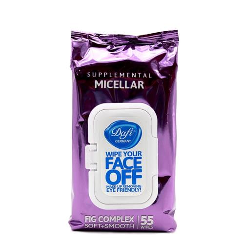 دستمال مرطوب پاک کننده آرایش درب دار دافی مدل micellar بسته 55 عددی