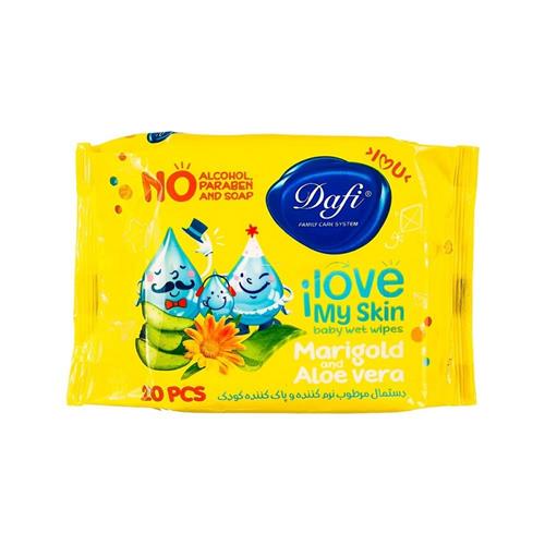 دستمال مرطوب دافی پاک کننده و نرم کننده کودک 20 عددی