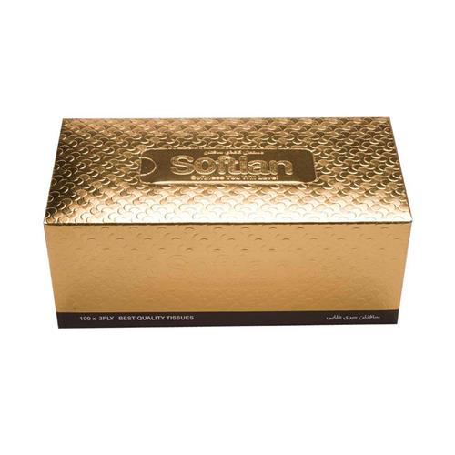 دستمال کاغذی سافتلن طلایی 100 برگ سه لایه