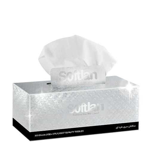 دستمال کاغذی سافتلن نقره ای 150 برگ دولایه