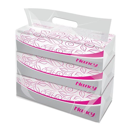 دستمال کاغذی سافت پک 100 برگ دولایه 3 عددی نانسی