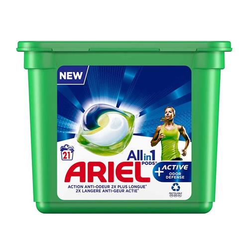  قرص بالشتکی ماشین لباسشویی All In 1 + Active Odor Defense آریل  بسته 21 عددی