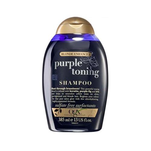 شامپو سر فاقد سولفات ضد زردی موهای رنگ شده او جی ایکس مدل Purple Toning حجم 385 میل  