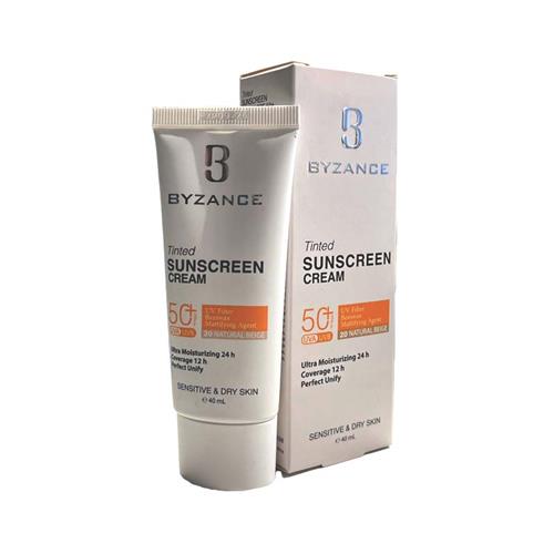 ضدآفتاب Spf 50 بیزانس مناسب پوست خشک و حساس  مدل  20Natural Beige حجم 40 میل