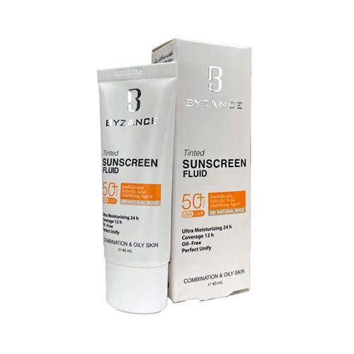 ضدآفتاب Spf 50 بیزانس مناسب پوست مختلط و چرب مدل 20Natural Beige حجم 40 میل 