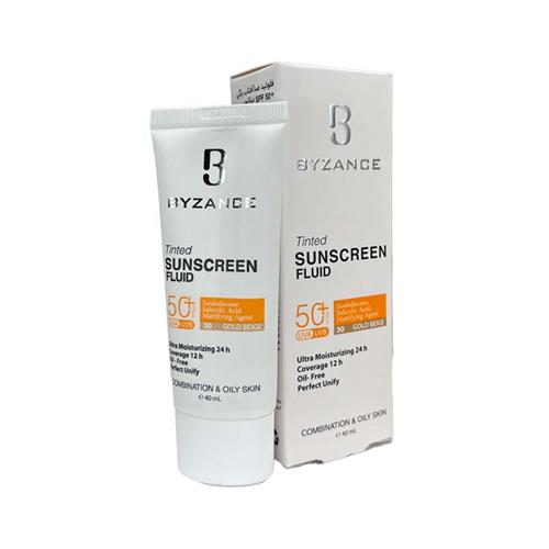 ضدآفتاب Spf 50 بیزانس مناسب پوست مختلط و چرب مدل  30Gold Beige حجم 40 میل 