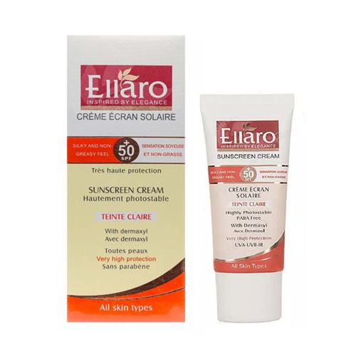 کرم ضد آفتاب بژ روشن الارو +SPF50 مناسب انواع پوست حجم 50 میل