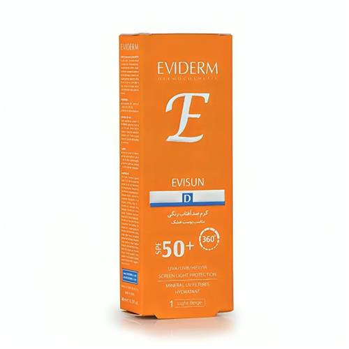 کرم ضدآفتاب رنگی پوست خشک Spf 50 اویدرم مدل D Light beige حجم 40 میل