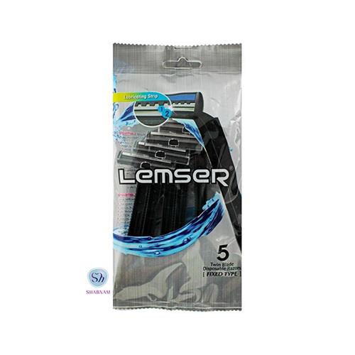 خودتراش 2لبه لمسر نقره ای بسته 5 عددی 