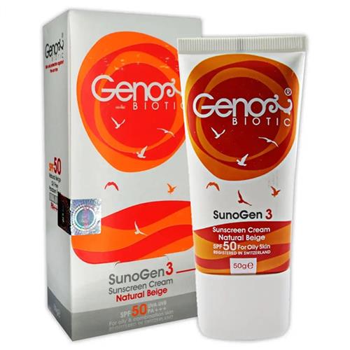کرم ضد آفتاب SPF50 ژنوبایوتیک سانوژن 30 حجم 50 گرم 