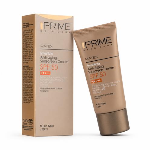 کرم ضد آفتاب جوان کننده پریم مدل Invisible SPF 50 حجم 40 میل