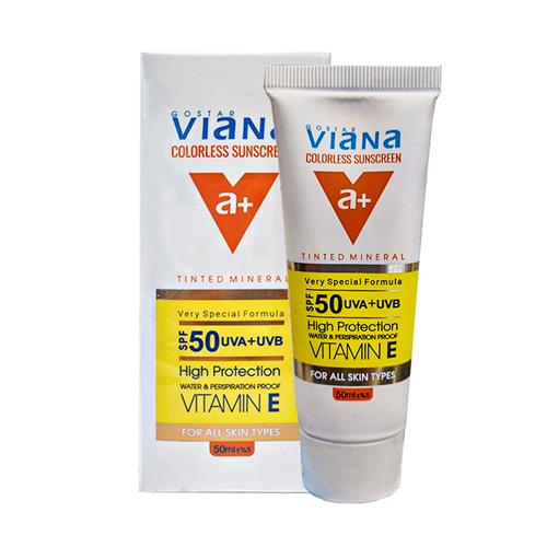 کرم ضد آفتاب بی رنگ ویانا spf 50 حجم 50 میل 