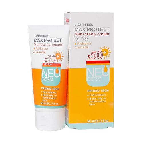 کرم ضد آفتاب مکس پروتکت بی رنگ SPF۵۰ نئودرم مناسب پوست چرب حجم 50 میل