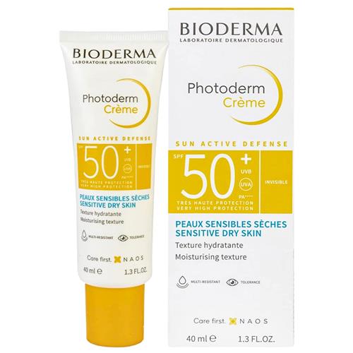 کرم ضد آفتاب بی رنگ بایودرما مدل Photoderm Creme مناسب پوستهای خشک و حساس 40 میل